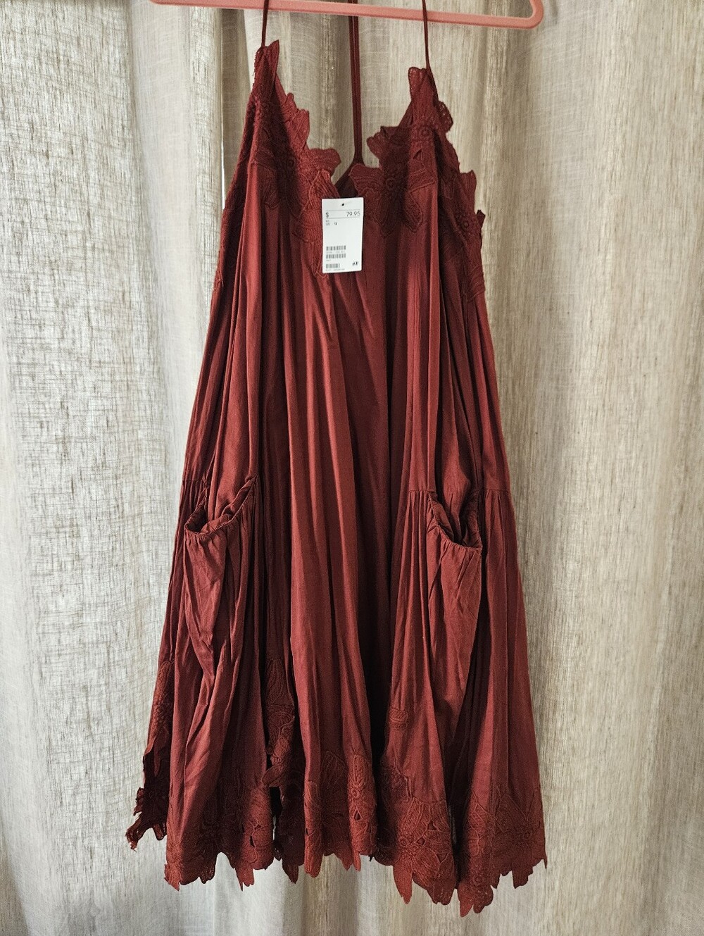 H&M Rust Sundress With Applique Flowers NWT